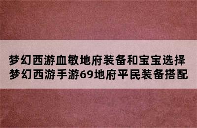 梦幻西游血敏地府装备和宝宝选择 梦幻西游手游69地府平民装备搭配